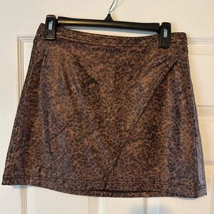 Free People Brown Animal Print Mini Skirt